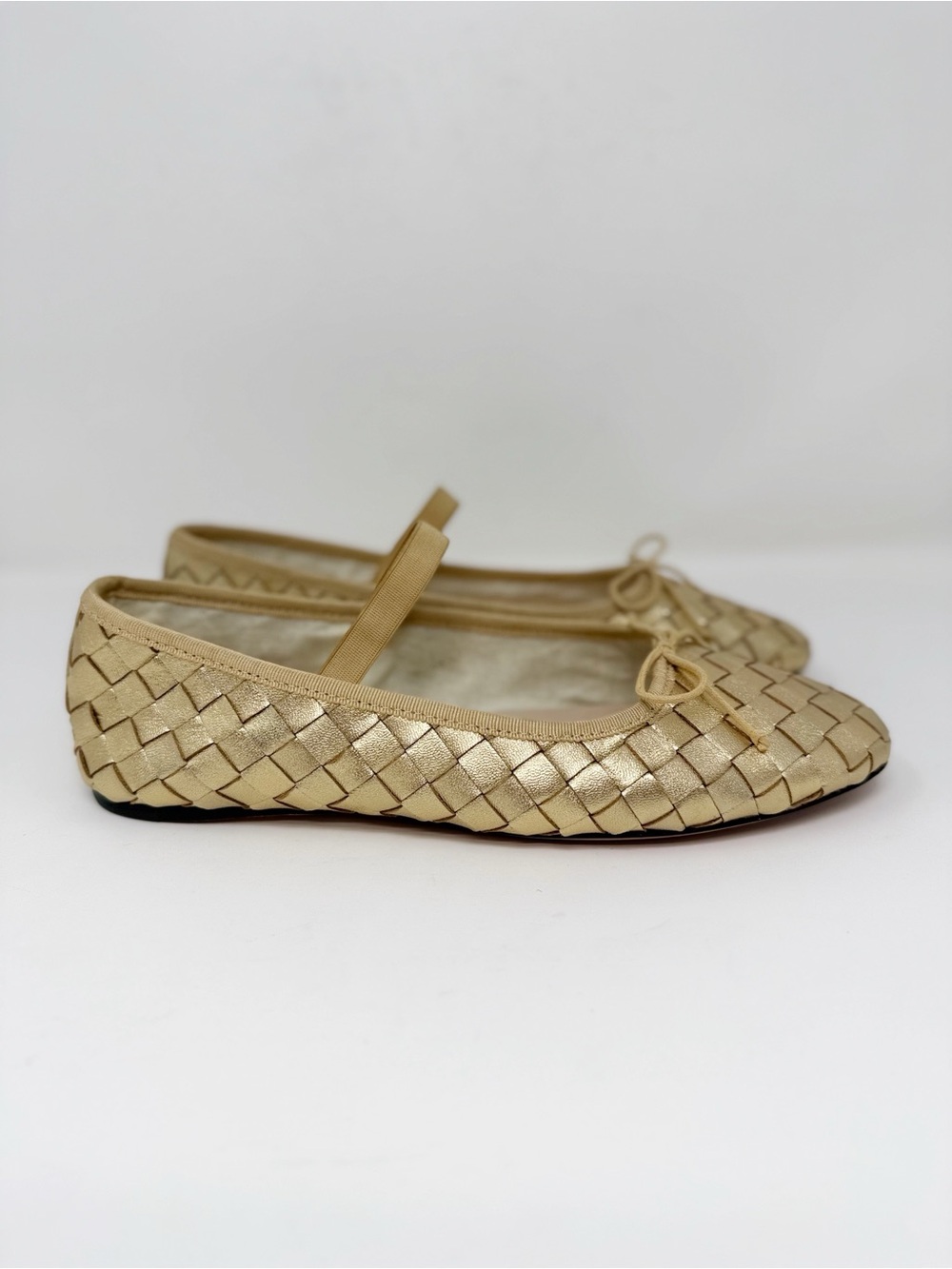 New Loeffler Randall Leonie Gold Woven Ballet Flat Sz 7 - Picture 4 of 13